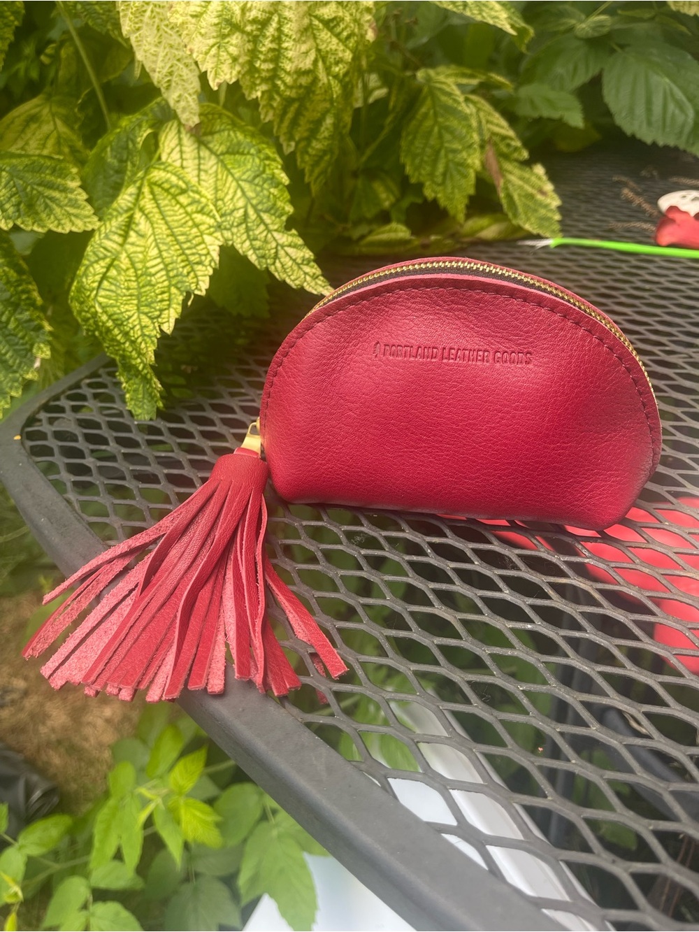 Portland Leather Red Tassel Half Moon Coin Purse